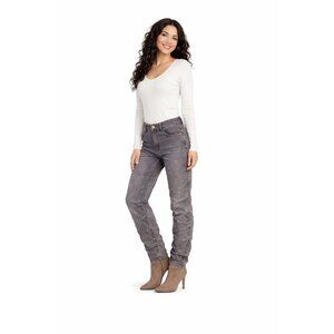 New PrettyLittleThing Grey Size 4 High-Waisted Distressed Straight-Leg Jeans